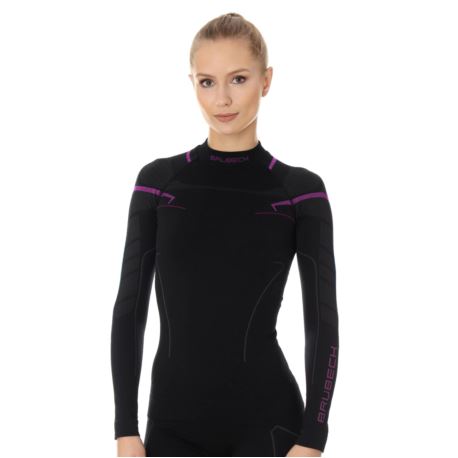 BLUZA DAMSKA BRUBECK THERMO CZARN/RÓŻ XL