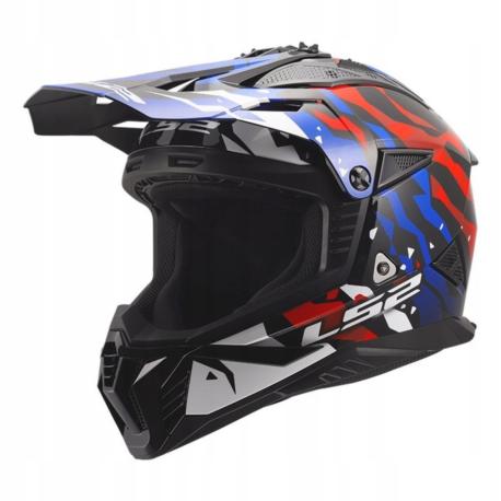 KASK LS2 MX708 FAST II GROTESK WHITE BLUE RED S